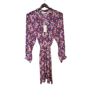 NWT! Tucker Silk Long Sleeve Polo Belted Shirt‎ Dress | Women’s Size Large